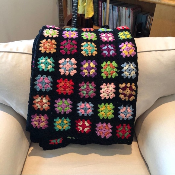 Vintage Crochet granny square Grannycore Blanket - Picture 2 of 3